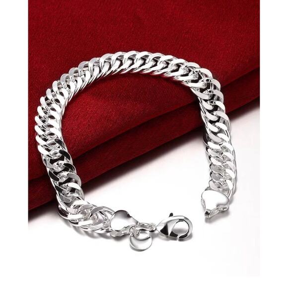 925 Sterling Silver Stamped 10MM Cuban Link Curb Chain Clasp Sturdy 7.5” - Picture 6 of 6